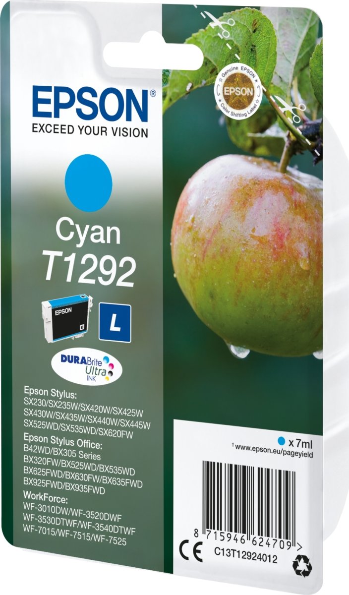 Epson nr T1292/C13T12924012 bläckpatron, cyan, 440