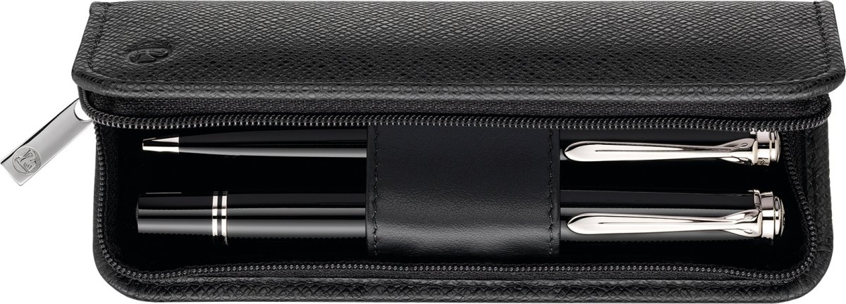 Pelikan läderfodral, 2 pennor, svart toppkorn
