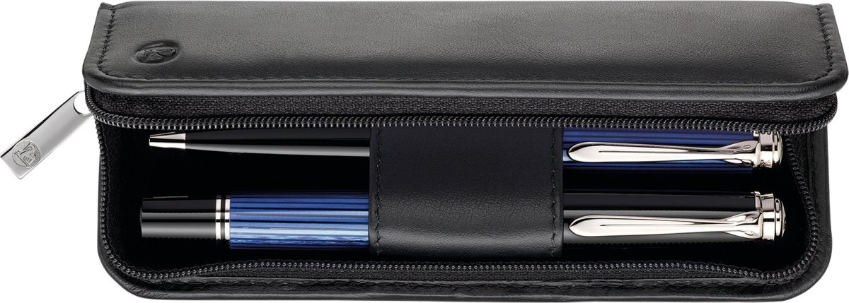 Pelikan Läderfodral, 2 pennor, svart nappa