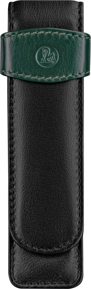 Pelikan läderfodral, 2 pennor, svart/grön