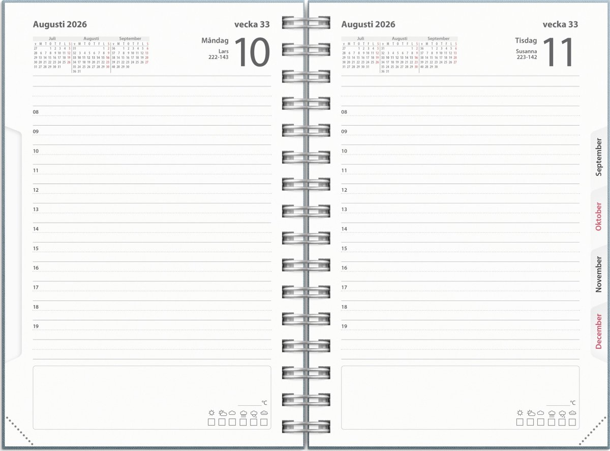 Burde 2026 Kalender, Dagbok Textile, Blå