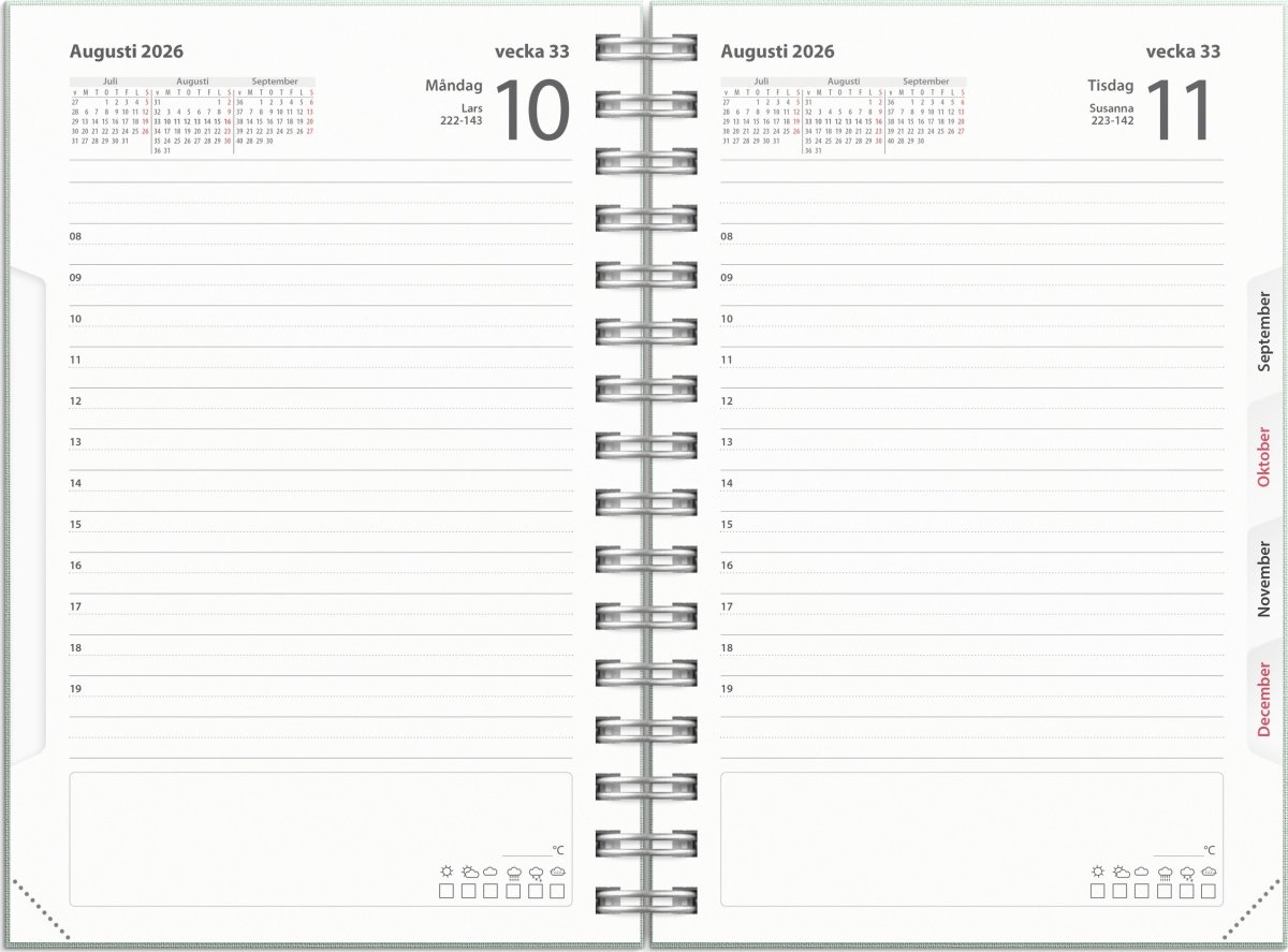 Burde 2026 Kalender, Dagbok Textile, Grön