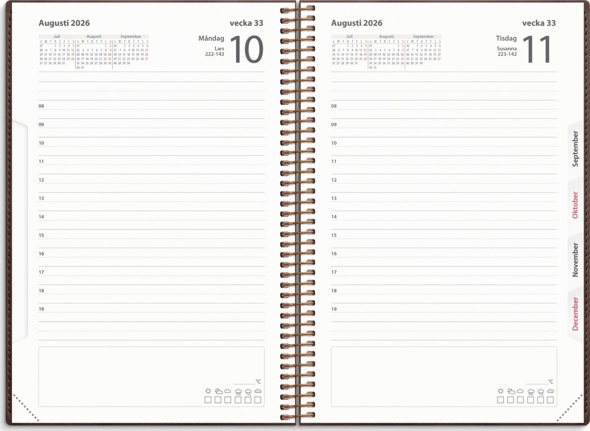 Burde 2026 Kalender, Dagbok Twist, Brun