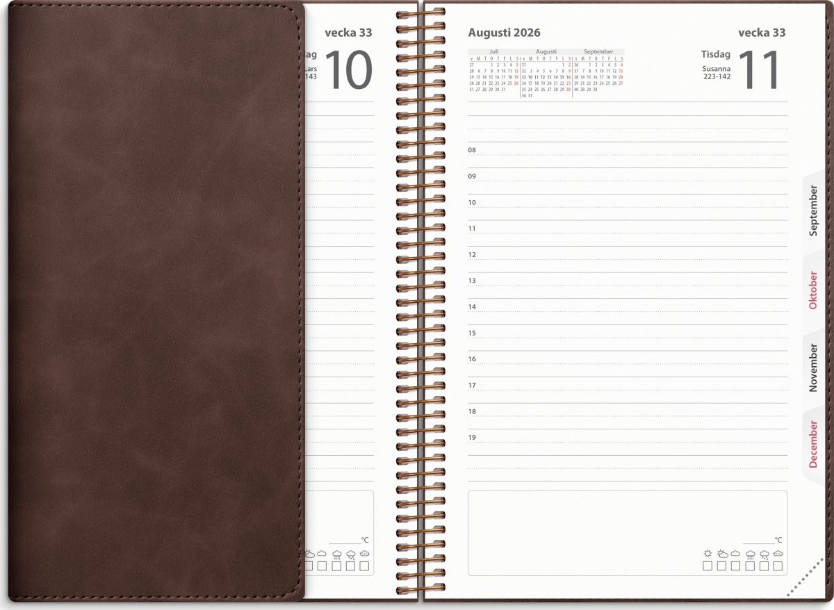 Burde 2026 Kalender, Dagbok Twist, Brun