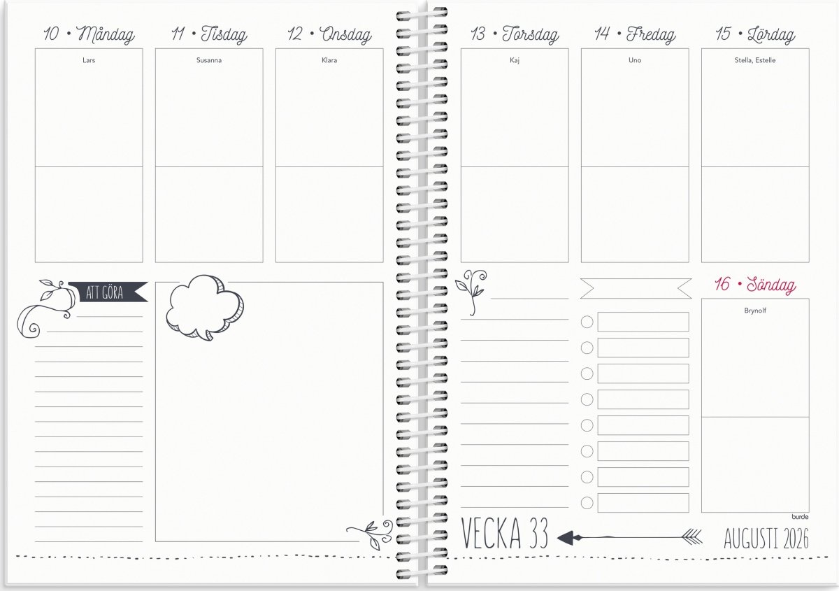 Burde 2026 Kalender, Doodle