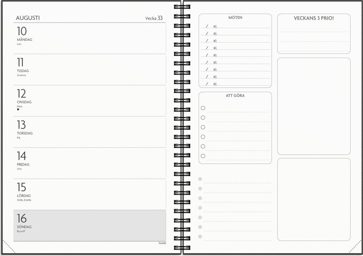 Burde 2026 Kalender, Få det gjort, Svart