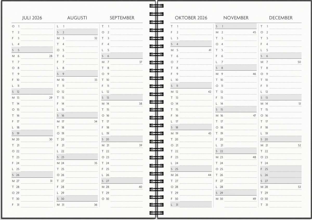 Burde 2026 Kalender, Få det gjort, Svart