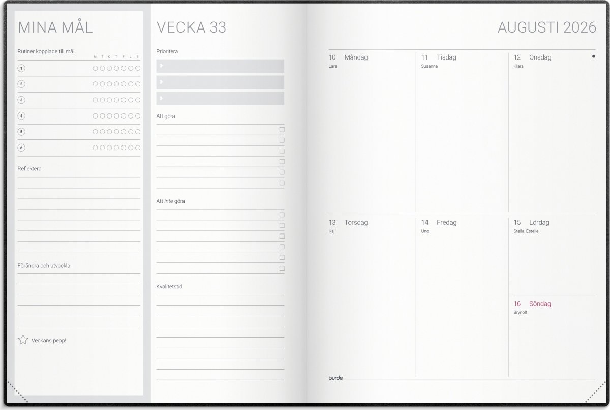 Burde 2026 Kalender, Goal Planner