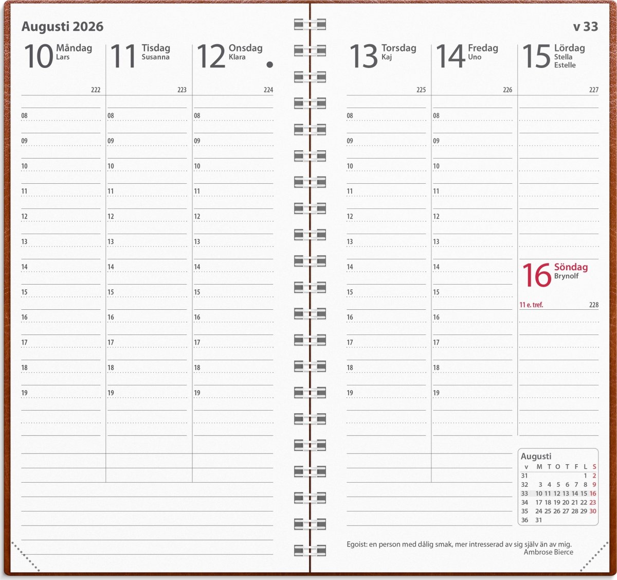 Burde 2026 Kalender, Interplano, Konstläder Cognac