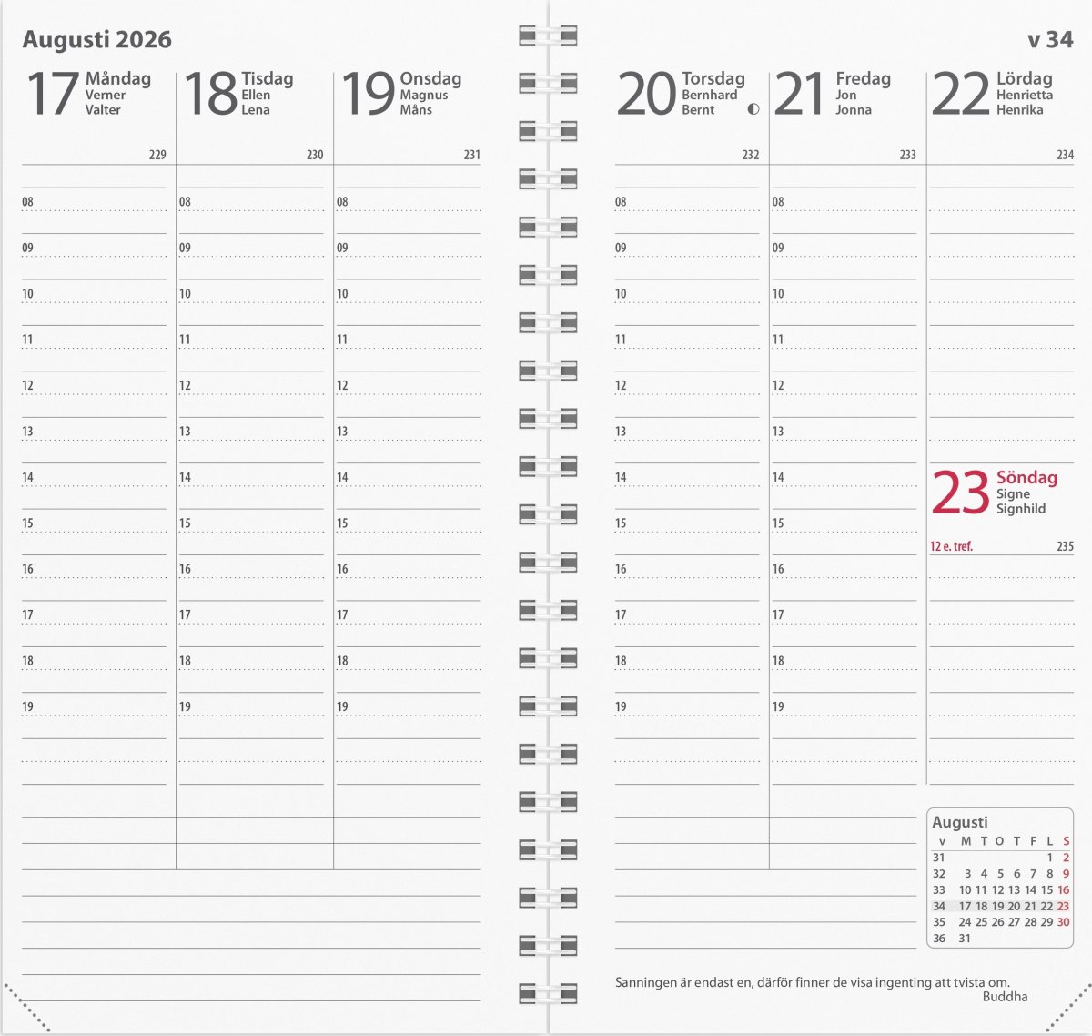 Burde 2026 Dagbokskalender, Refill