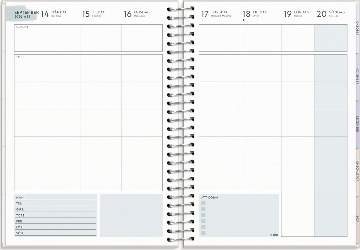 Burde 2026 Kalender, Life Organizer A5 Family