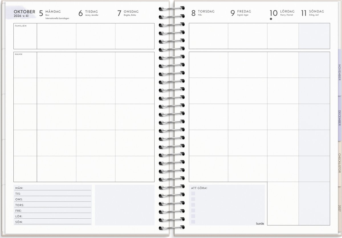 Burde 2026 Kalender, Life Organizer A5 Family
