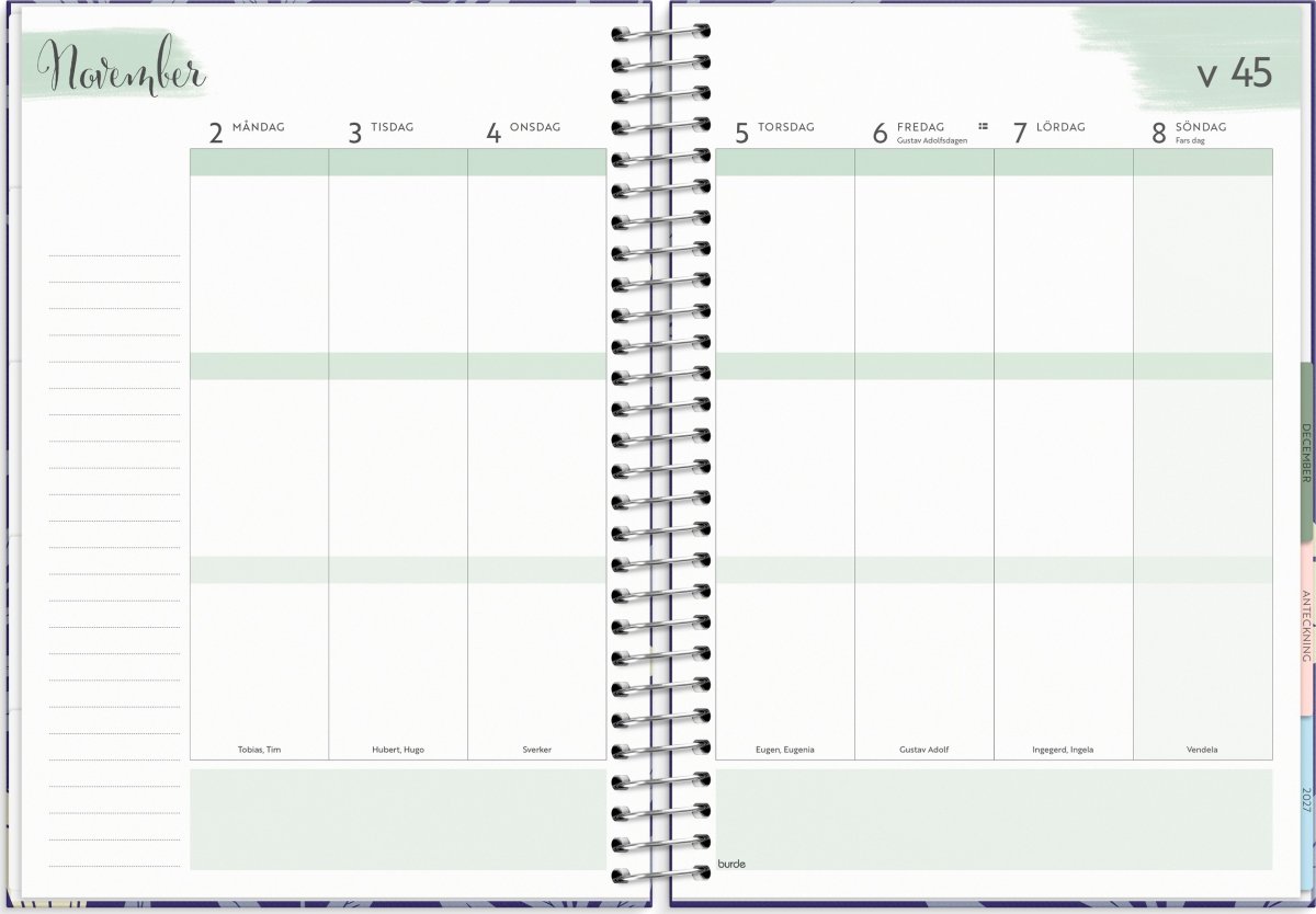 Burde 2026 Kalender, Life Organizer, Blå