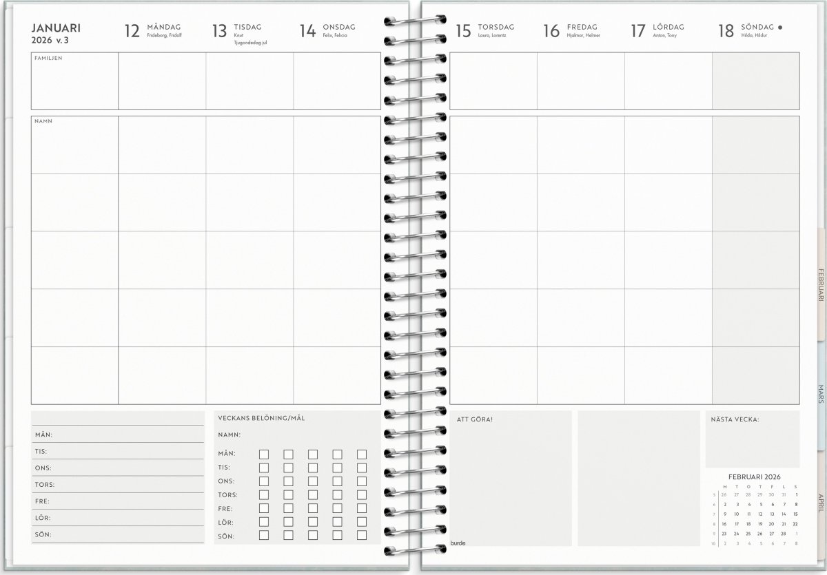 Burde 2026 Kalender, Life Organizer Family Planner
