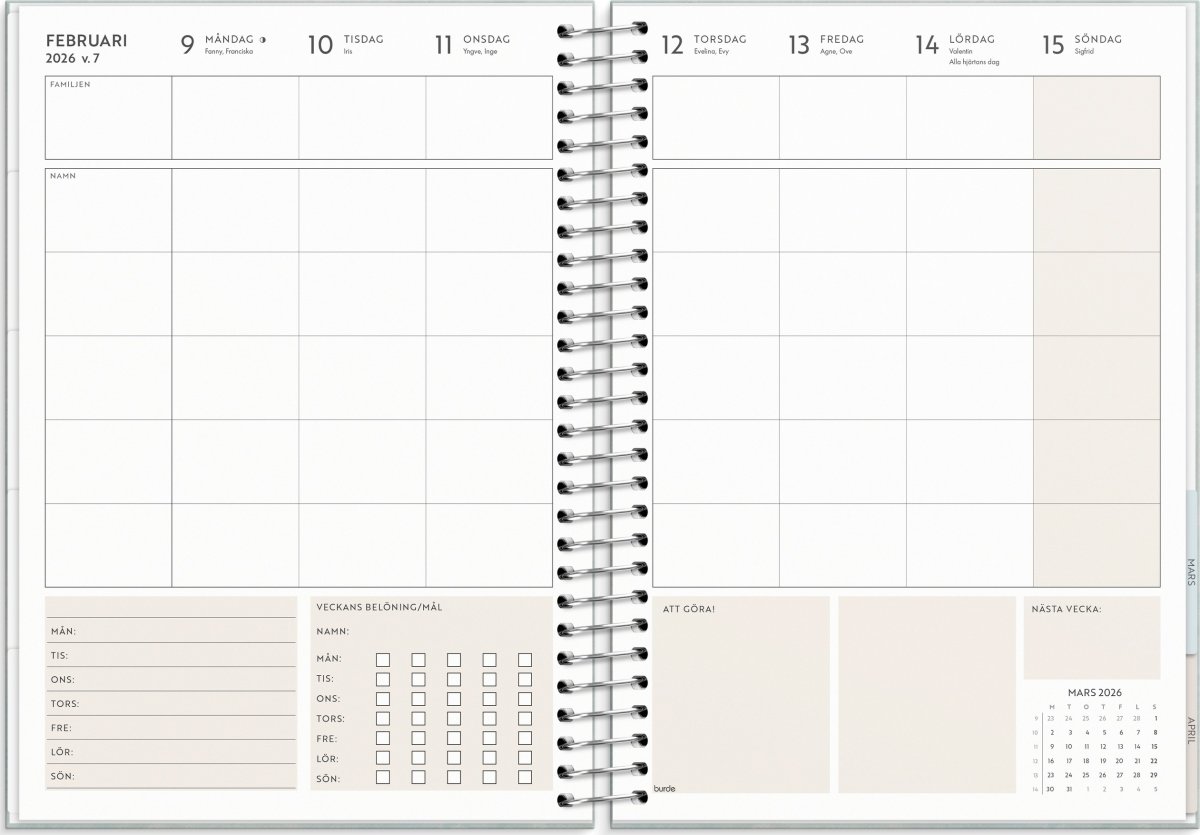 Burde 2026 Kalender, Life Organizer Family Planner