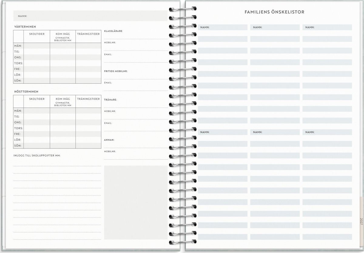 Burde 2026 Kalender, Life Organizer Family Planner
