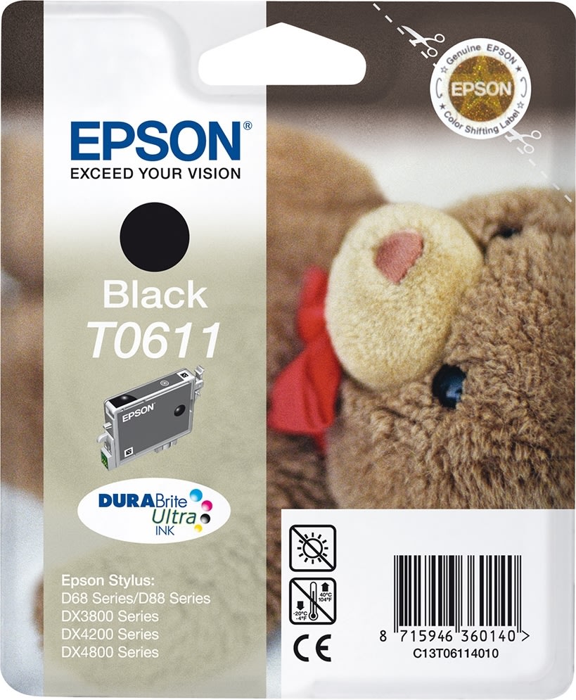 Epson nr T0611/C13T06114010 bläckpatron, svart, 25
