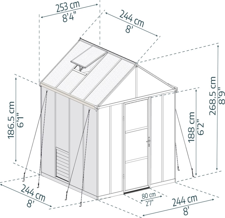 Palram Canopia Glory Växthus, 6,2 m2, grå