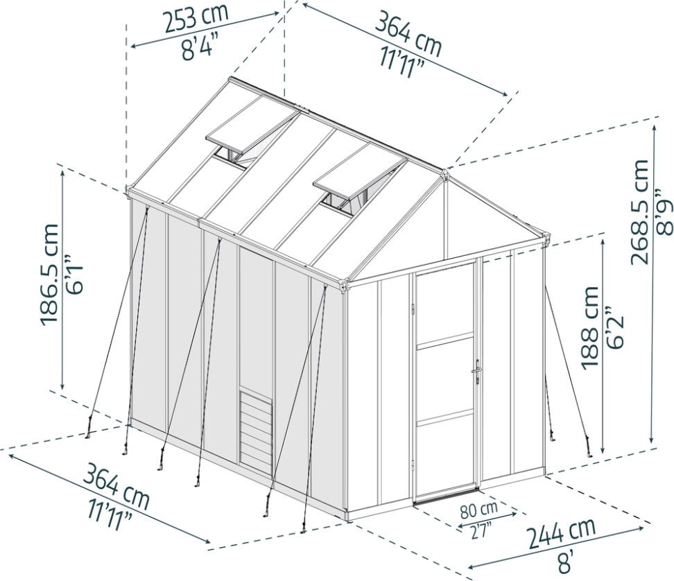 Palram Canopia Glory Växthus, 9,2 m2, grå