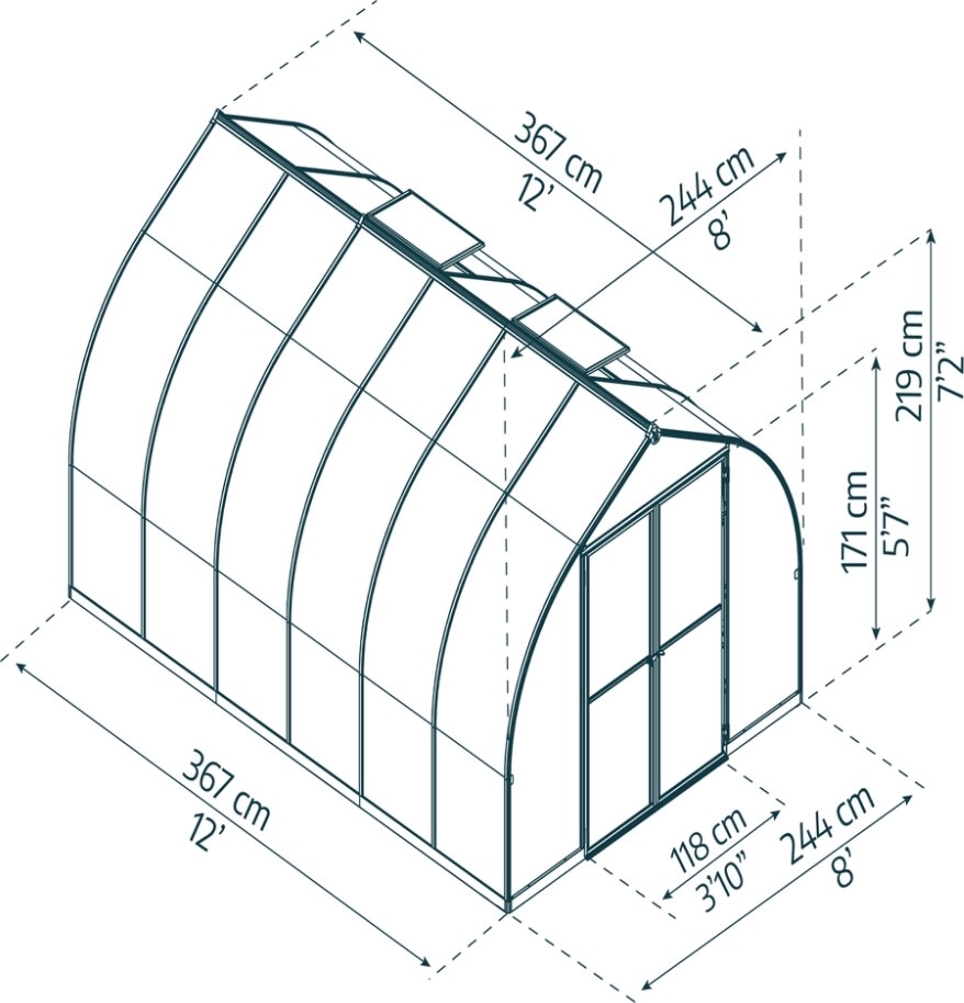 Palram Canopia Bella Växthus, 9 m2, silver