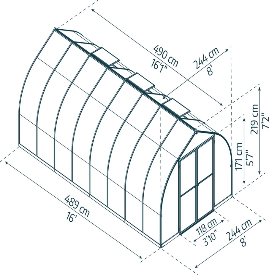 Palram Canopia Bella Växthus, 12 m2, silver