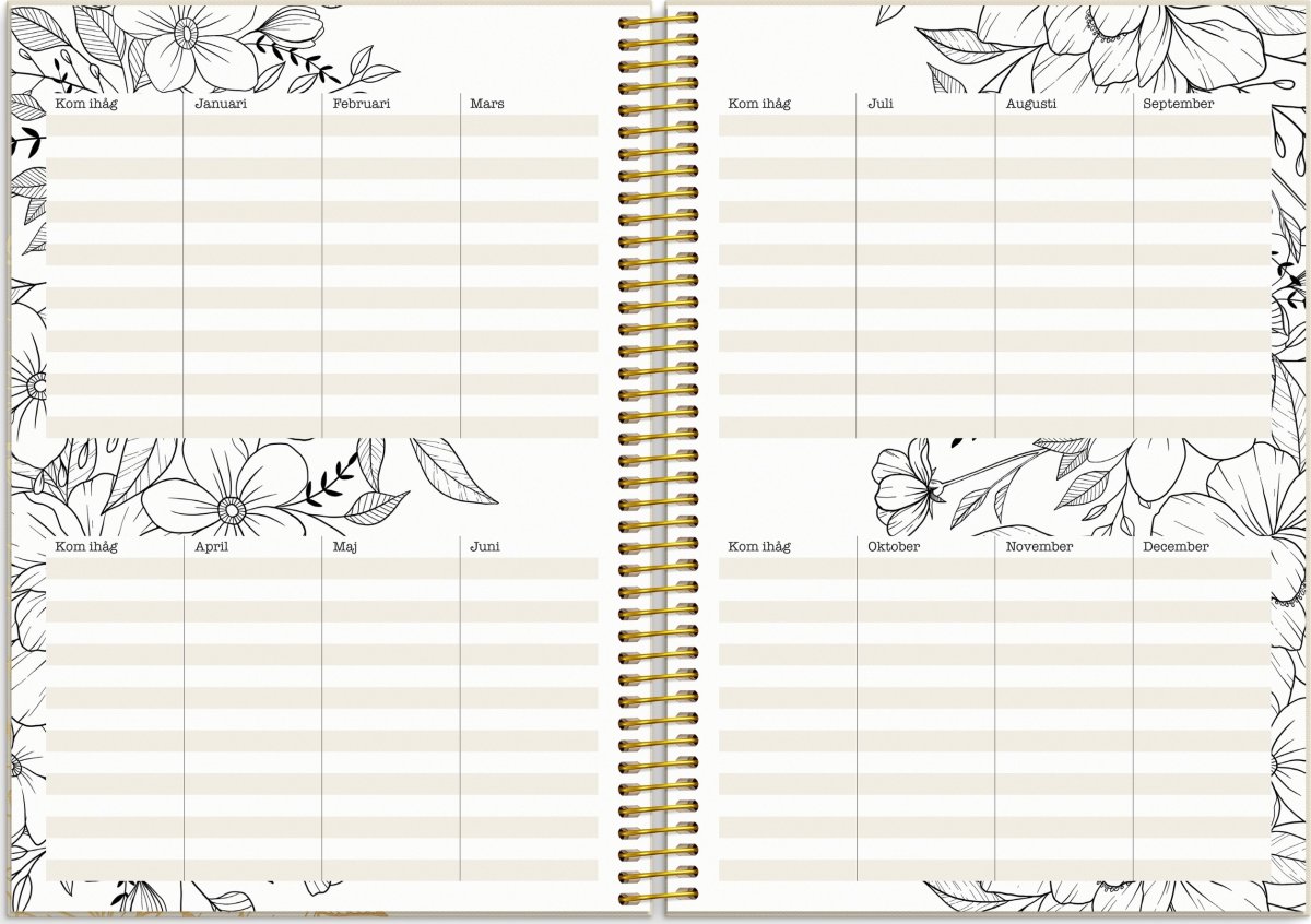 Burde 2026 Kalender, Life Planner, Bloom