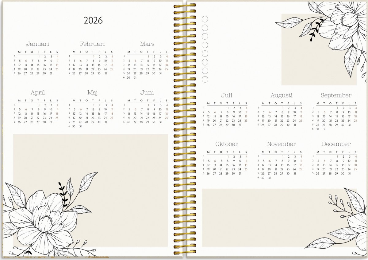 Burde 2026 Kalender, Life Planner, Bloom