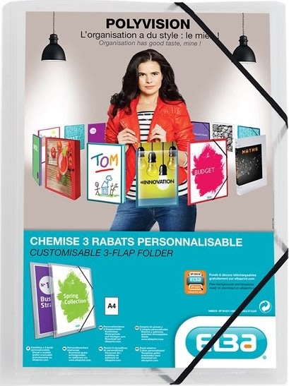 Bantex mapp PP, 3 klaffar, med gummiband, klar