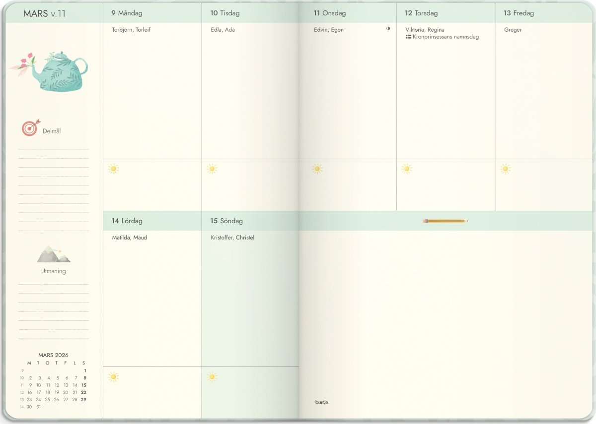 Burde 2026 Kalender, Life Planner, Dream & Do