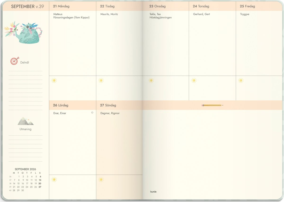 Burde 2026 Kalender, Life Planner, Dream & Do