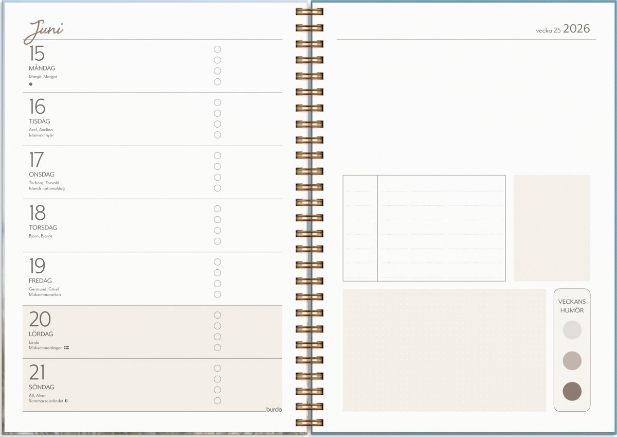 Burde 2026 Kalender, Life Planner, Feel Good