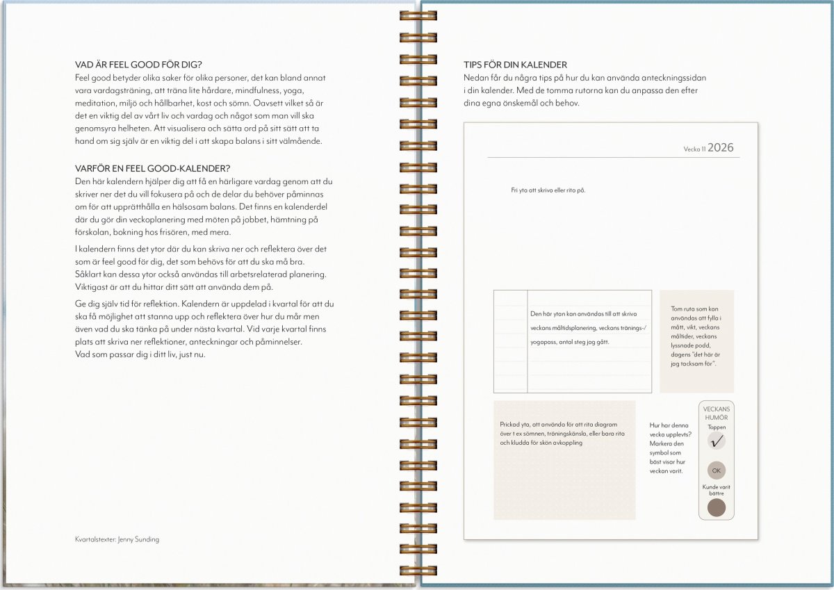 Burde 2026 Kalender, Life Planner, Feel Good