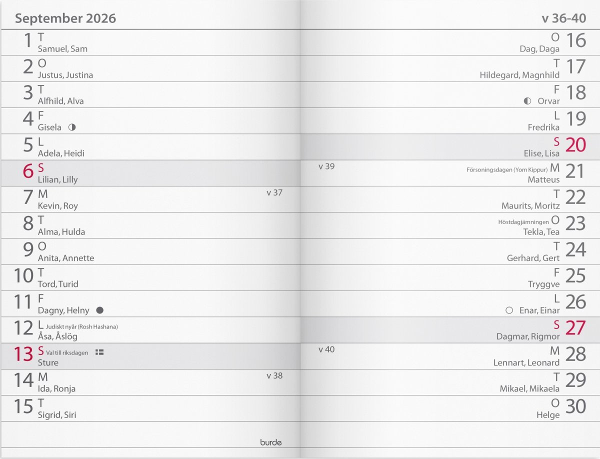 Burde 2026 Kalender, Lilla Fick, Kartong, Blå