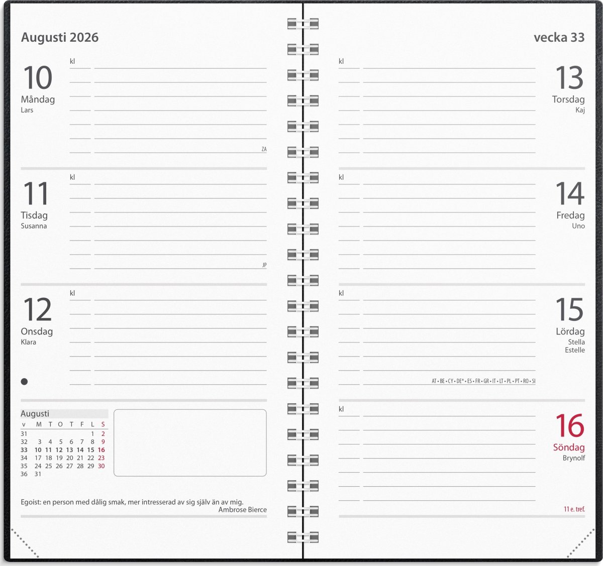 Burde 2026 Kalender Master, Konstläder, Svart