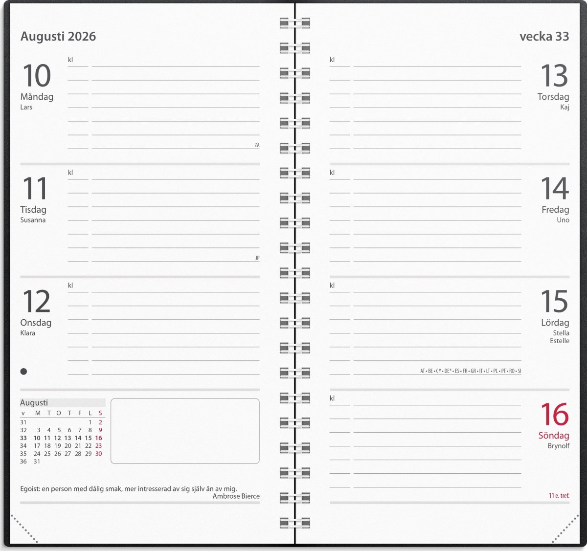Burde 2026 Kalender Master, Plast, Svart