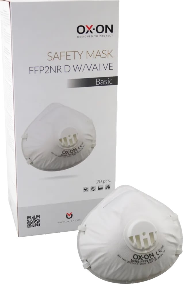 OX-ON Dammmask Basic FFP2 NR D m/ventil, 20 st.