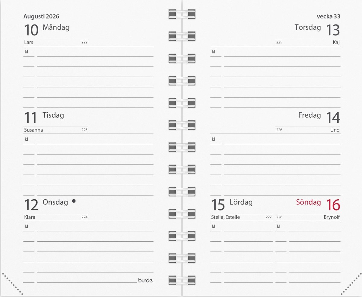 Burde 2026 Kalender, Mini, Refill