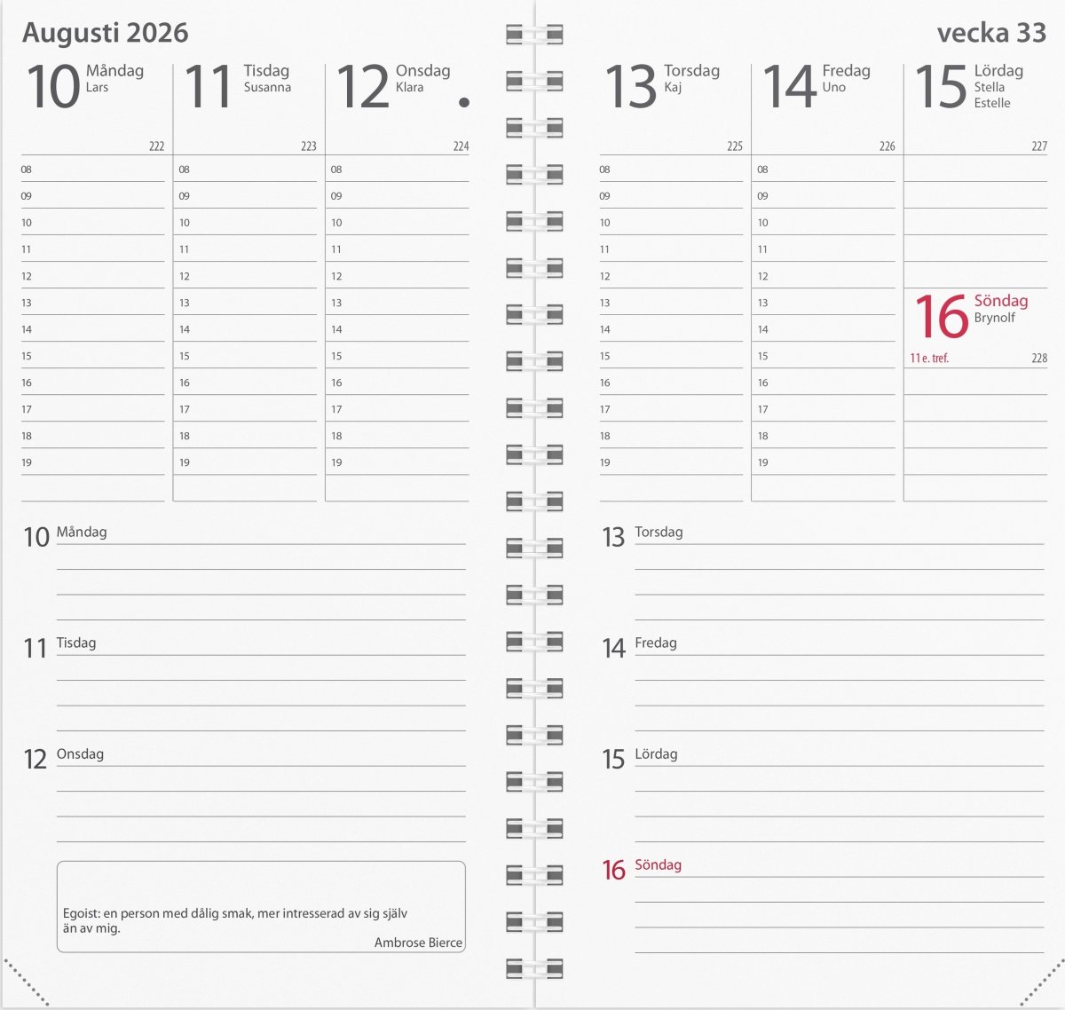 Burde 2026 Kalender, Minister Refill