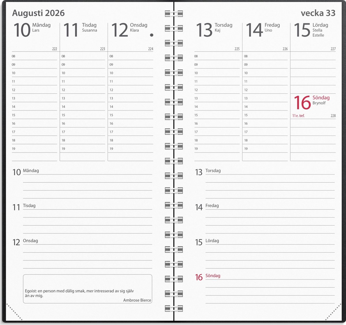 Burde 2026 Kalender Minister, Plast, Svart