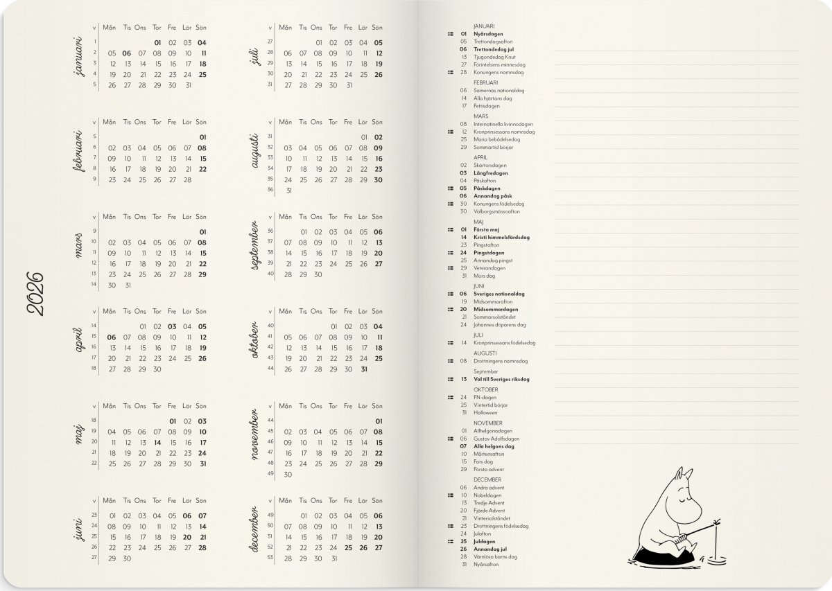 Burde 2026 Kalender, Mumin A5