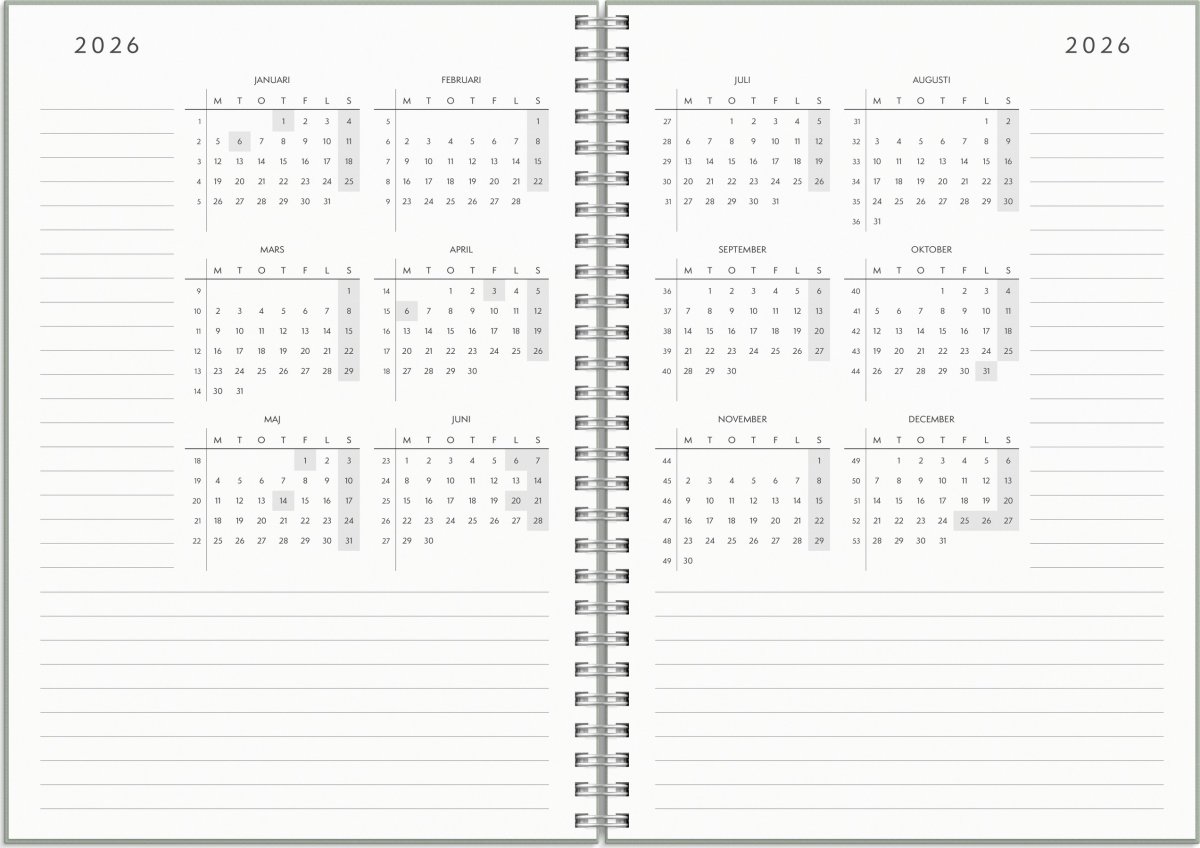 Burde 2026 Kalender, Plan More