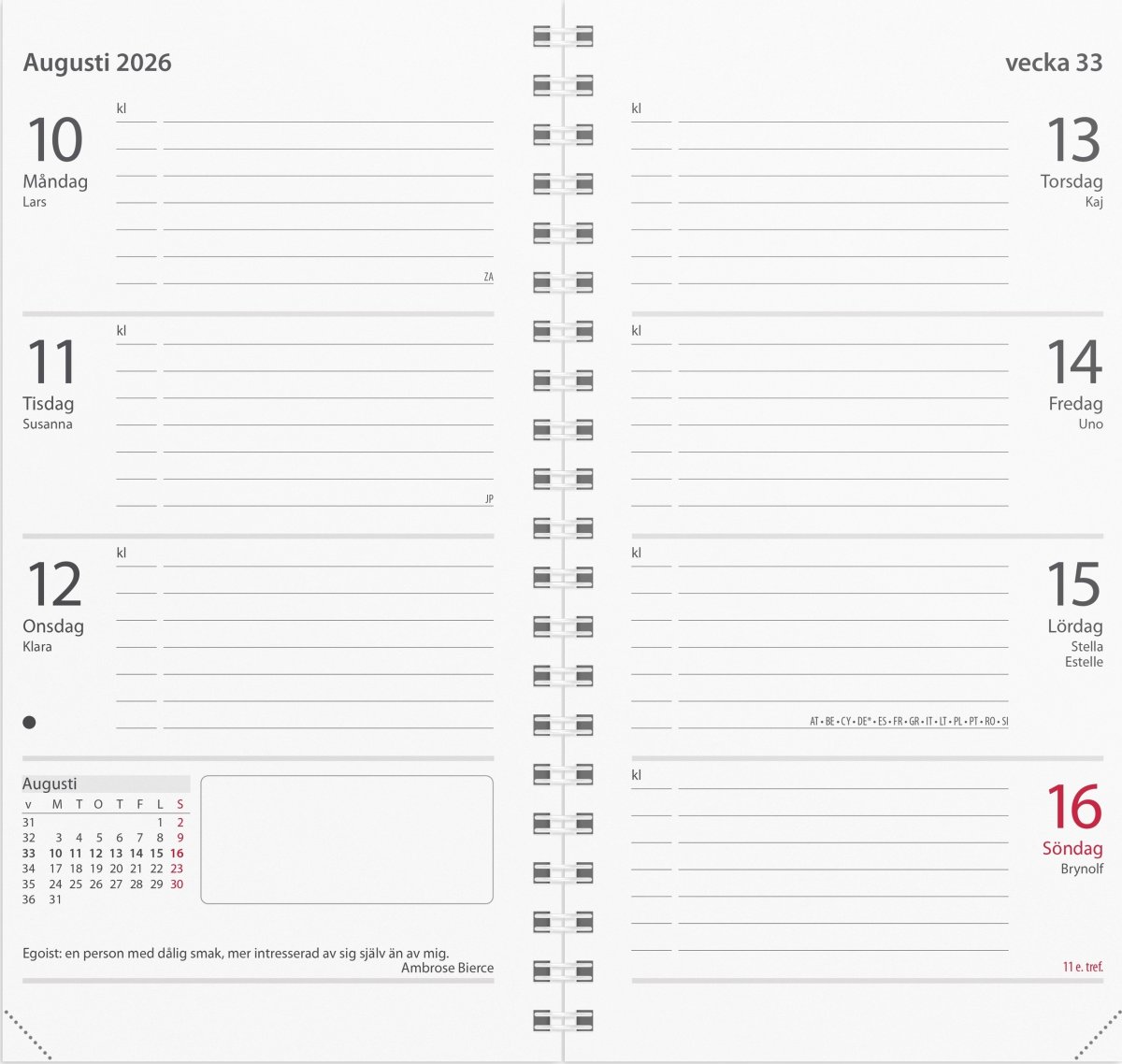Burde 2026 Planner Kalendersats Master