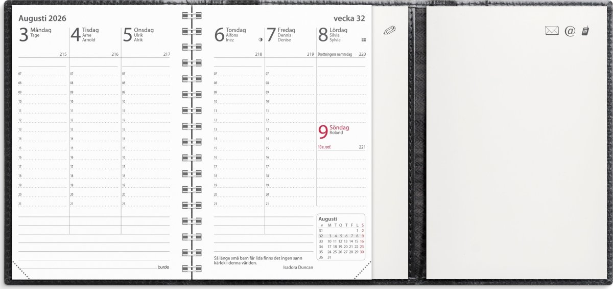 Burde 2026 Kalender Prestige de Luxe, Skinn, Svart
