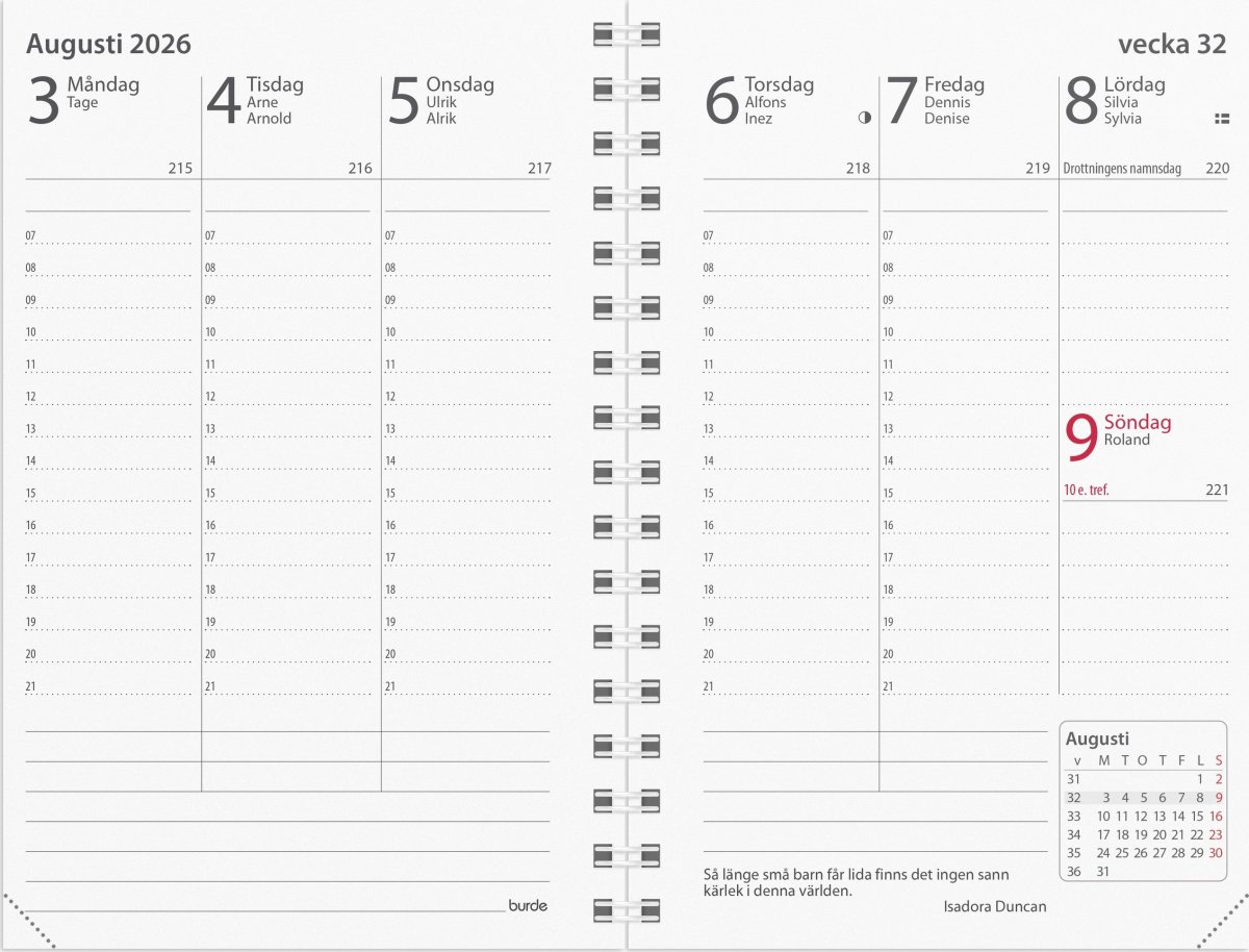 Burde 2026 Kalender Prestige, Refill