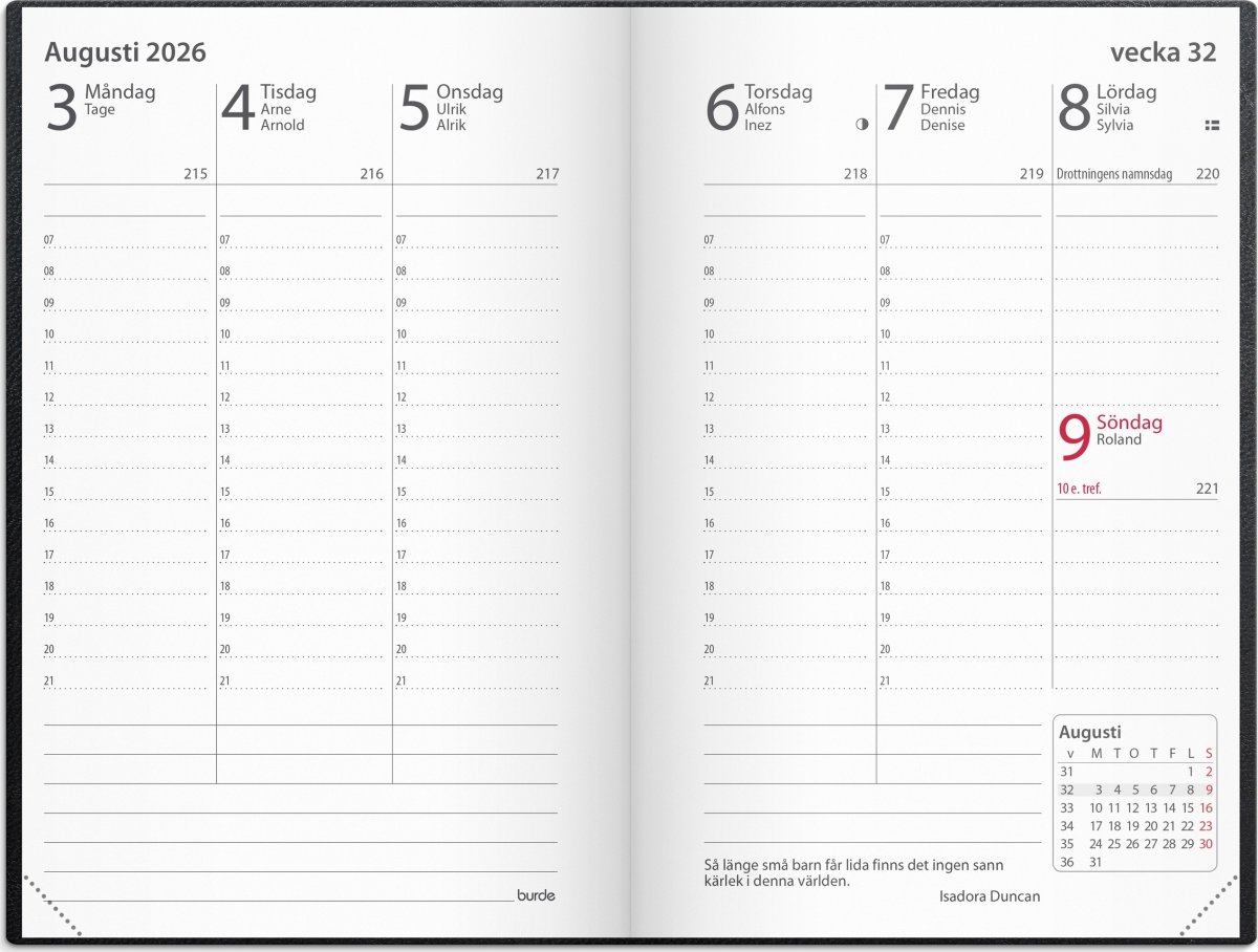 Burde 2026 Kalender Prestige, Konstläd, Svart, Inb