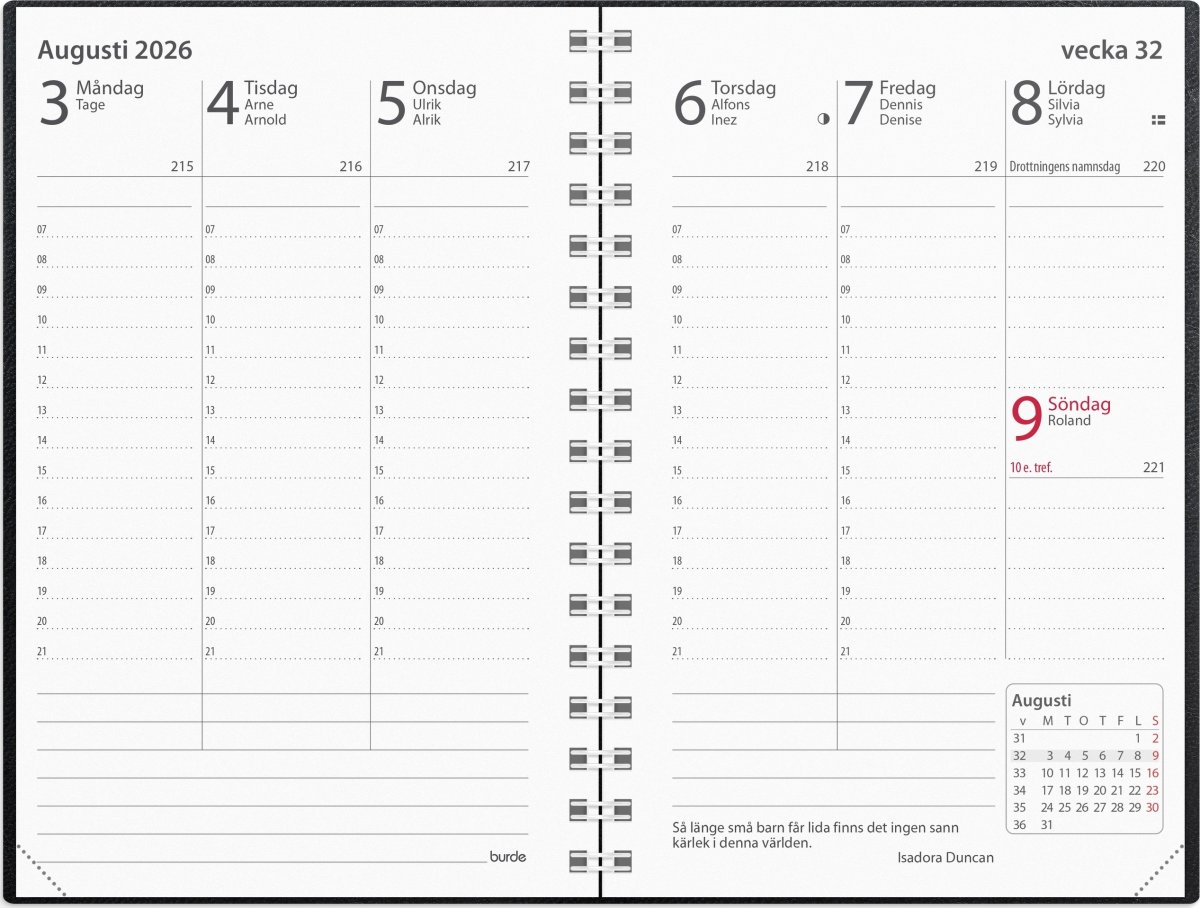 Burde 2026 Kalender Prestige, Konstläd, Svart, Spi