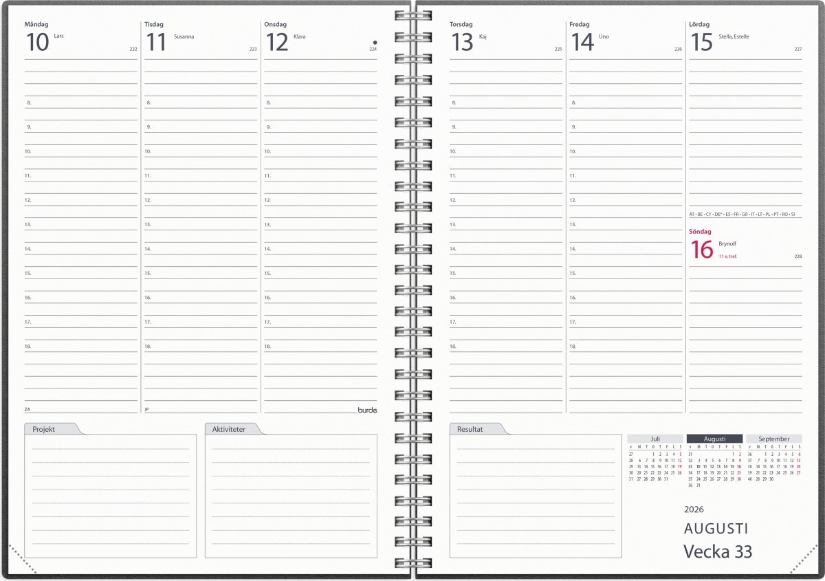 Burde 2026 Kalender, Projektkalendern