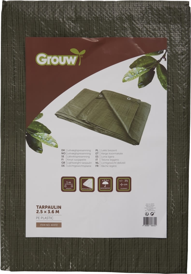 Grouw presenning, lättvikt, 2,5 x 3,6 m.