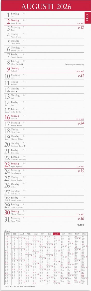 Burde 2026 Stor Bordskalender