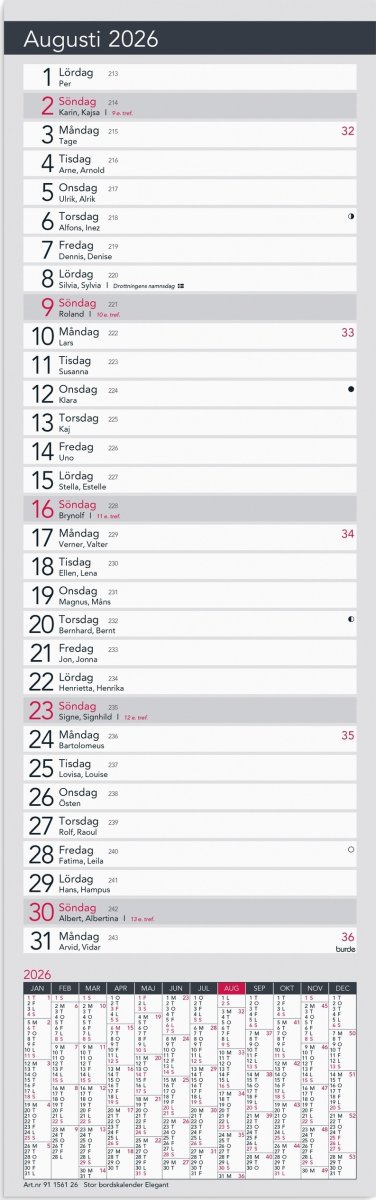 Burde 2026 Stor Bordskalender, Elegant